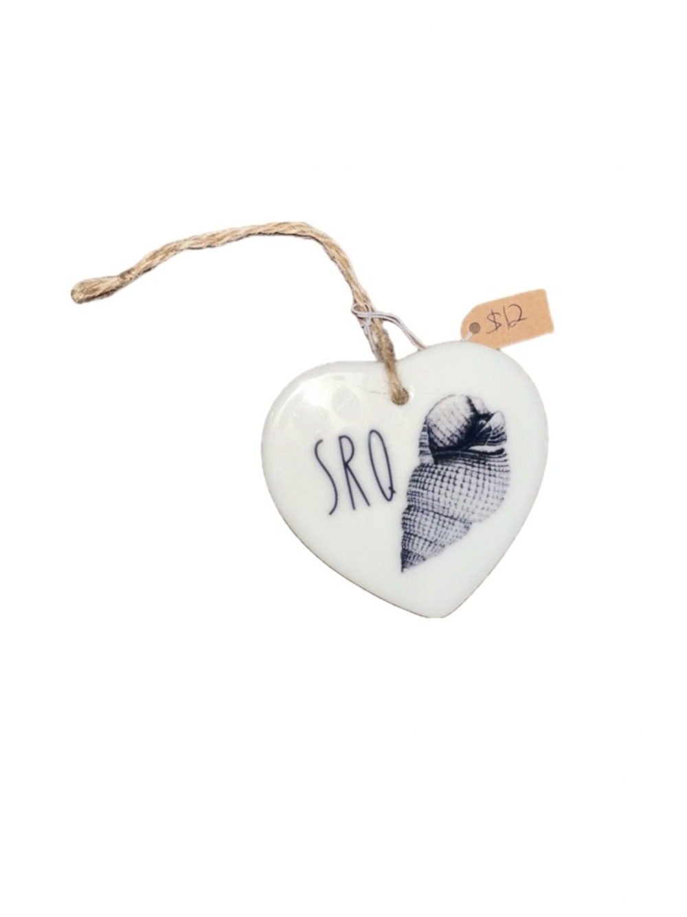 Heart-Shaped Ceramic Ornament with Shell Design